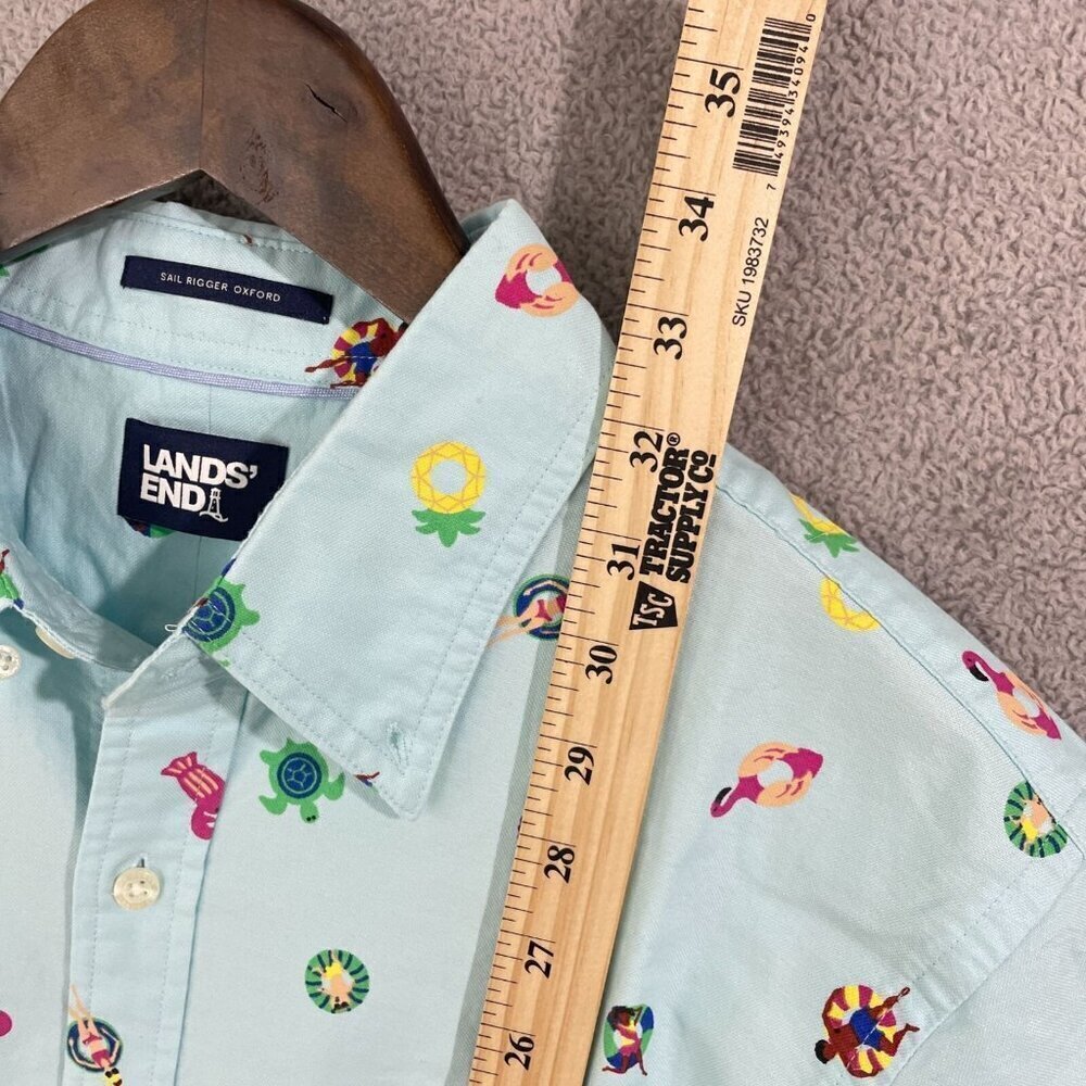 NWOT Lands' End Men's M Button down All over Print Sail Rigger Oxford Shirt - Picture 3 of 9